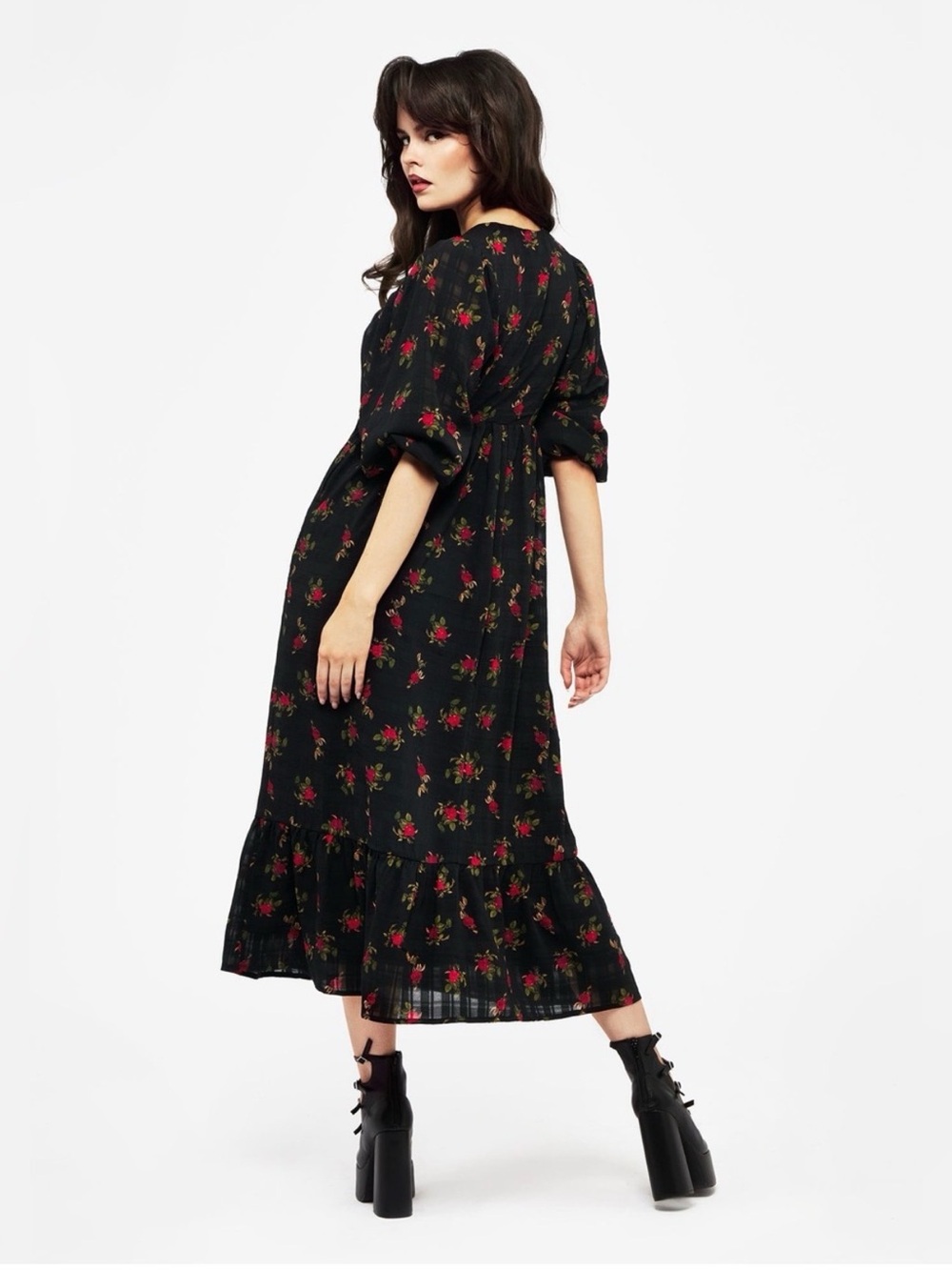Disturbia | Darcey Floral Print Chiffon Midaxi Dress - Picture 2 of 4